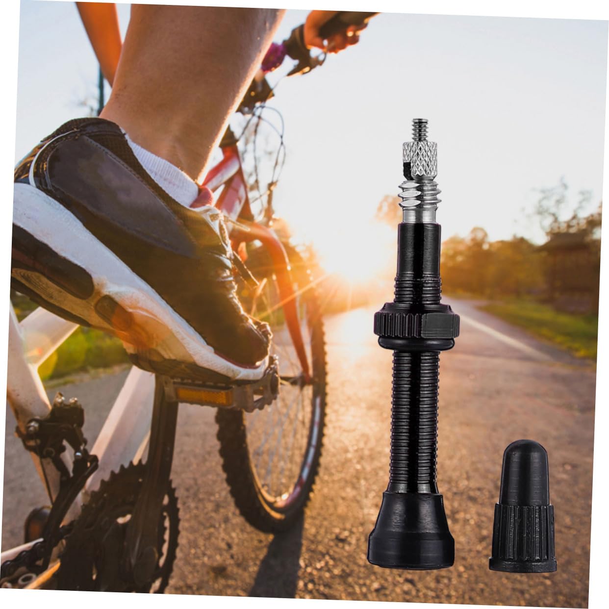 TOGEVAL 1pc Bike Vacuum Valve for Mountain Cycling Tubeless Tyre Inflation Black Easy to Install Design Prevents Air Leakage Essential Accessory for