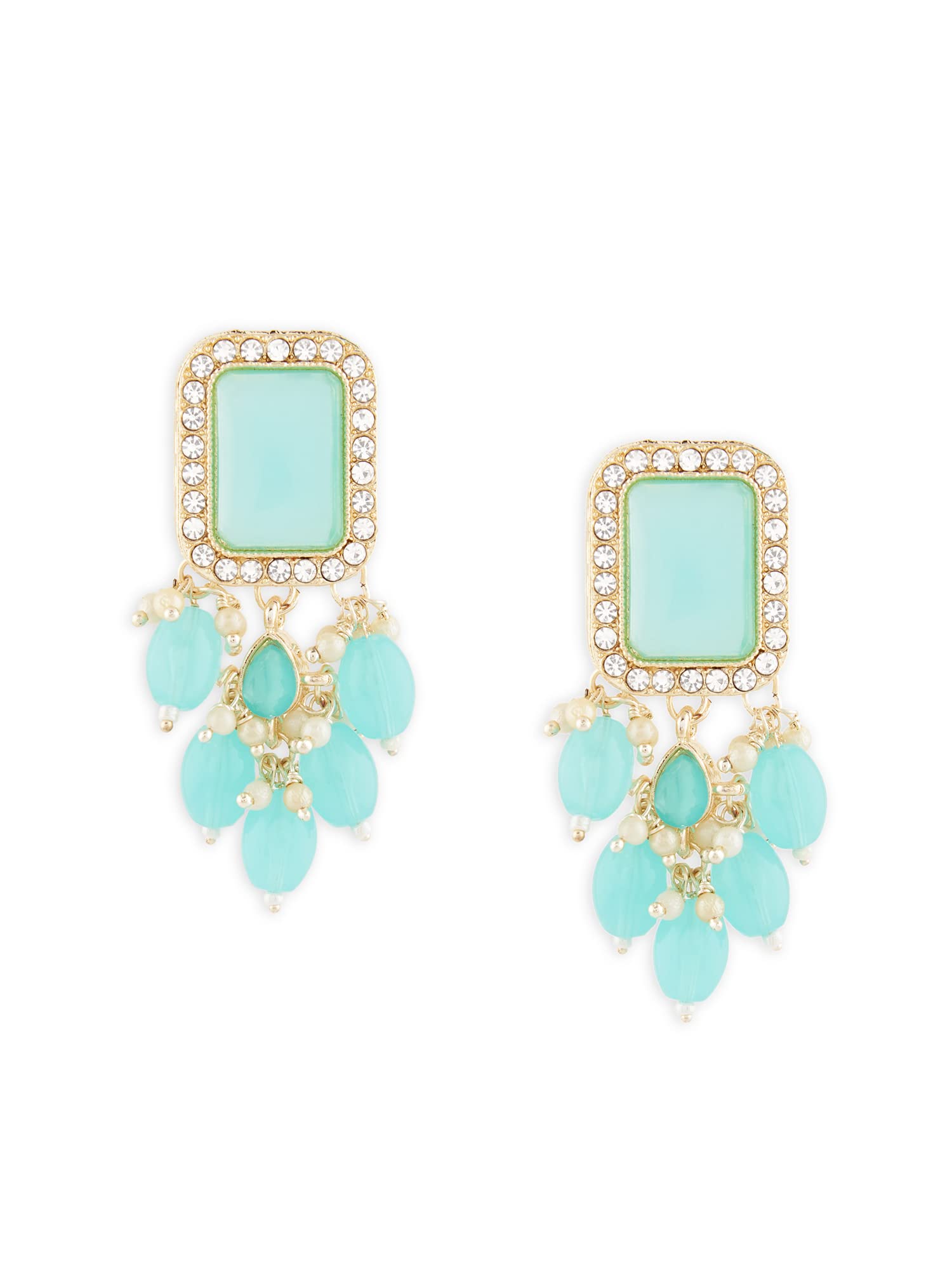 Zaveri Pearls Turquoise Blue Stones & Beads Dazzling Austrian Diamond Drop Earring For Women-ZPFK15883 (B0C4H9QM1Z) Amazon Price History, Amazon Price Tracker