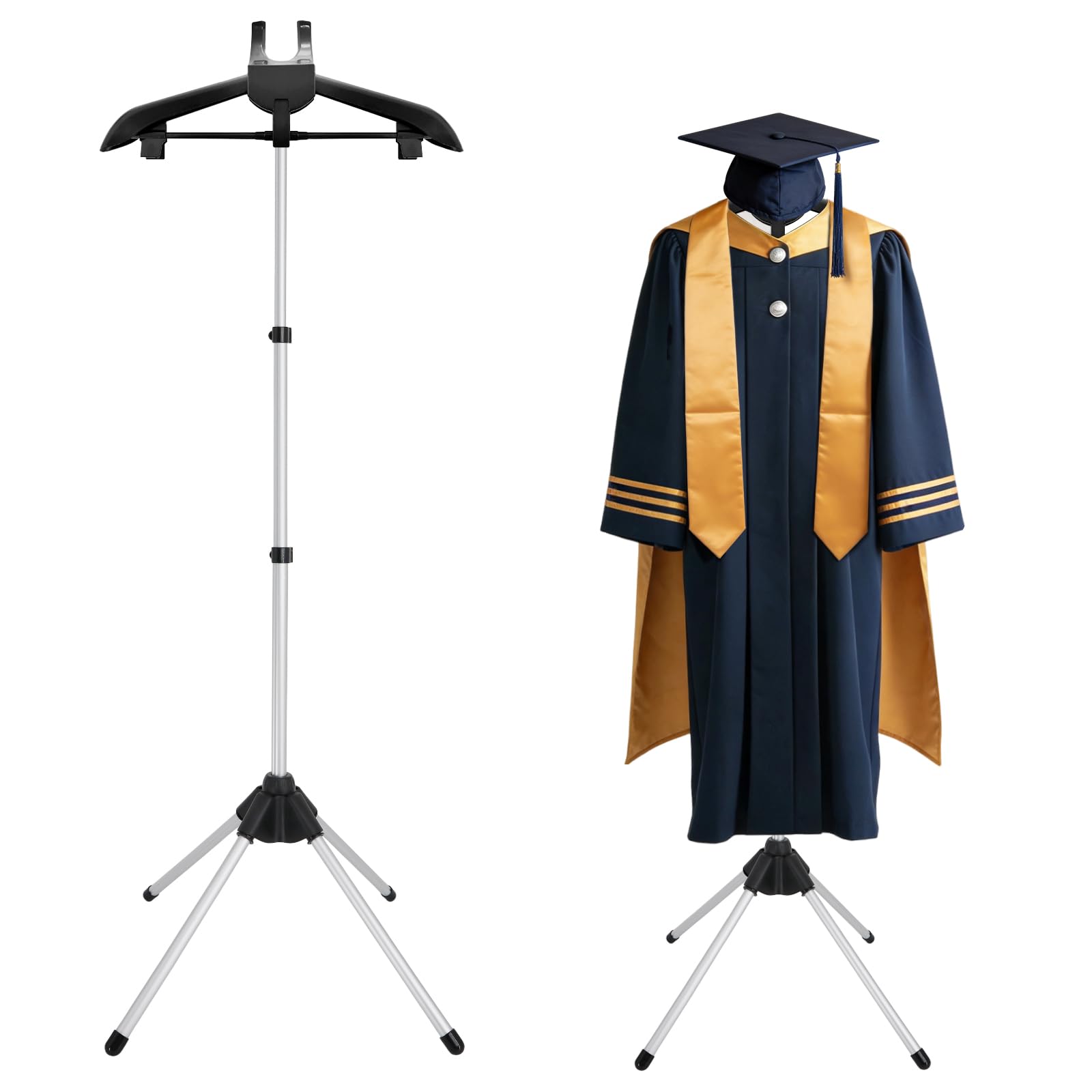 Photo 1 of BShome Adjustable T Shirt Display Adult for Vendors, 32-63 inch T Shirt Display Stand, Portable Hanging Black Metal Clothes Display, Hanger Rack for Clothing Dress Garment Coat Retail