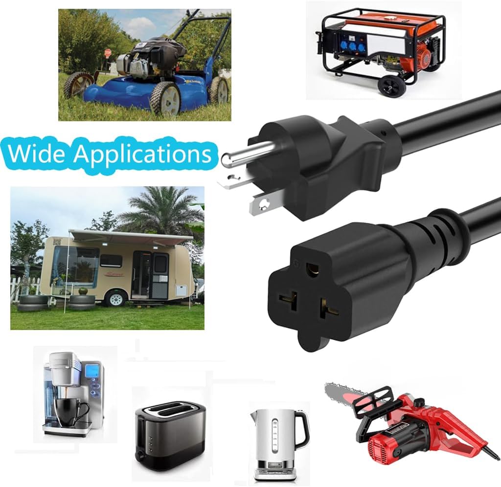12AWG Heavy Duty Extender Plug Adapter, 20 Amp to 15 Amp Extension Cord, Nema 5-20P Plug Cable, Nema 5-20P to 5-20R/15R/ 6-15R/ 20R 20 AMP T-Blade Adapter Cable, 125V 15A to 20A 250V Power Cord, 1FT