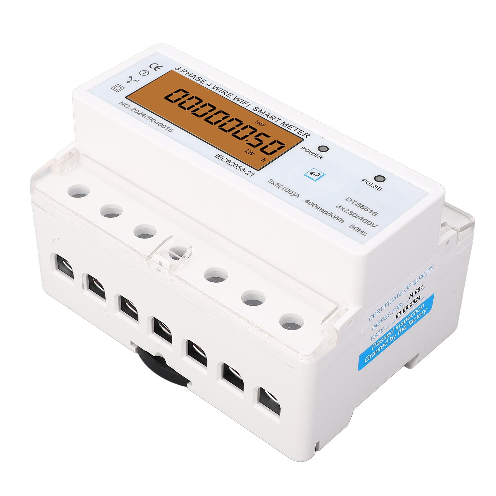 3-fazowy Licznik Energii WiFi Miernik Mocy 3-fazowy 4-przewodowy Podświetlany Ekran Kontrola Aplikacji Licznik Energii 100A Prąd Znamionowy
