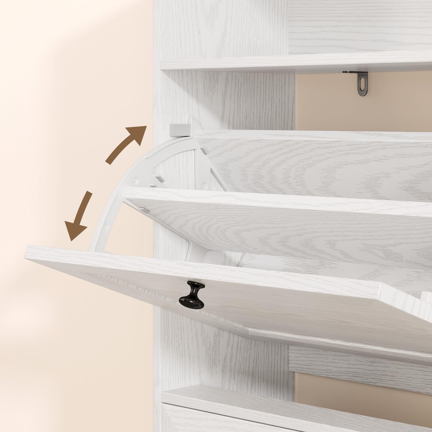 Armario Estrecho para Zapatos, Mueble para Zapatos, Zapatero con 4 Compuertas, 1 Estante Abierto, Divisores Ajustables, para Pasillo, Área de Entrada, 99 x 24 x 108 cm (Blanco)