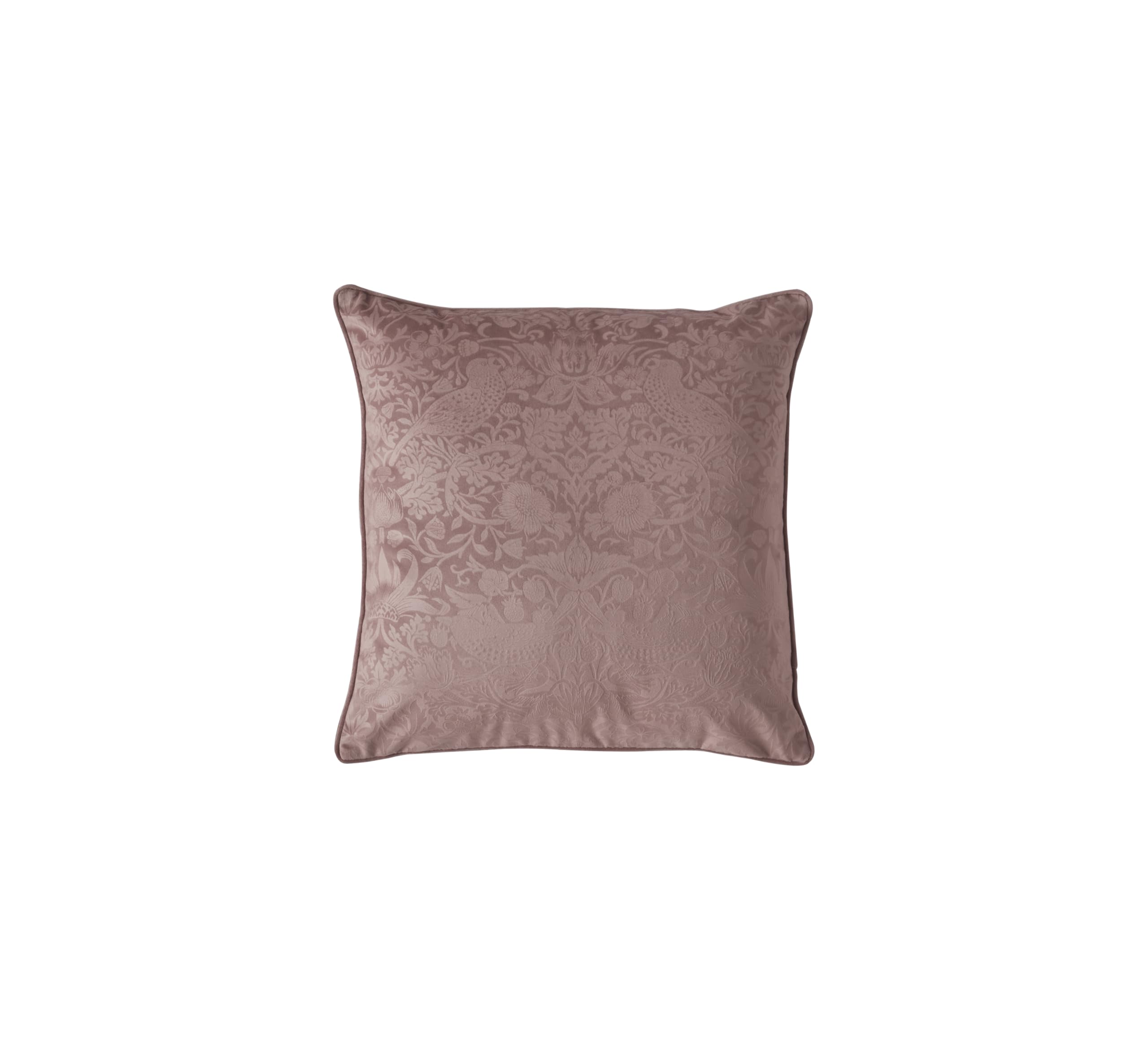 William Morris at Home Strawberry Thief Embossed Microfibre Filled Cushion 50 x 50cm - Tearose