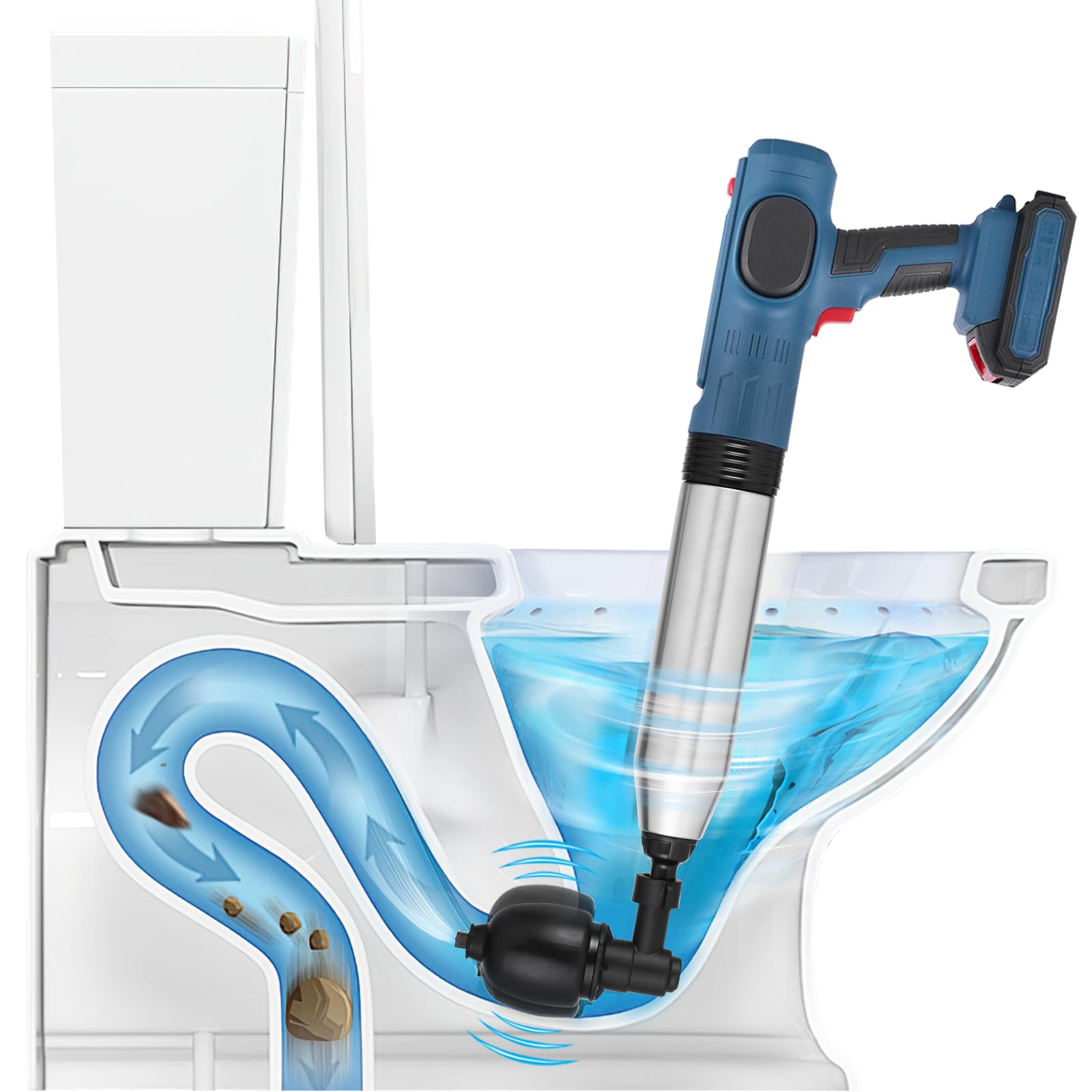 Toilet Plunger Electric Toilet Clog Remover Air Plunger for Toilet Air Drain Blaster Drain Unblocker High Pressure Air Blaster Plunger Toilet Plunger Gun