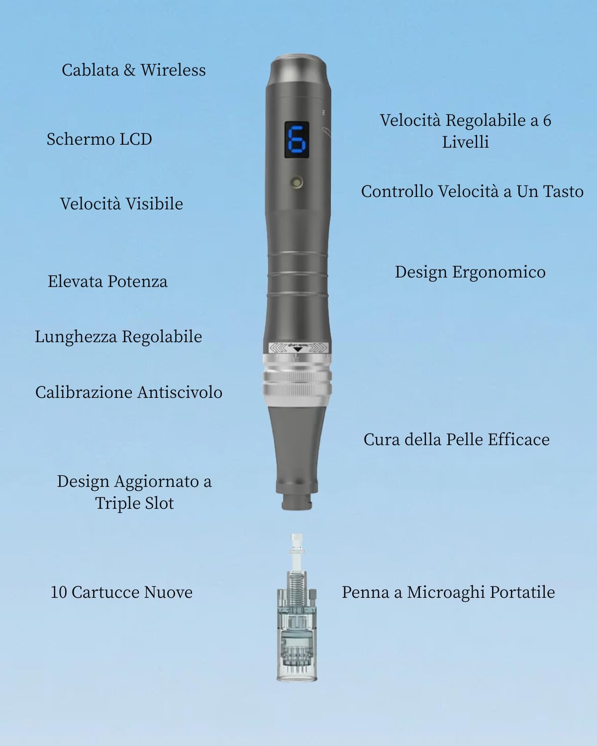 Dr.Pen Ultima M8 Microneedling Pen, Elettrica, Senza Filo, 10 Cartucce