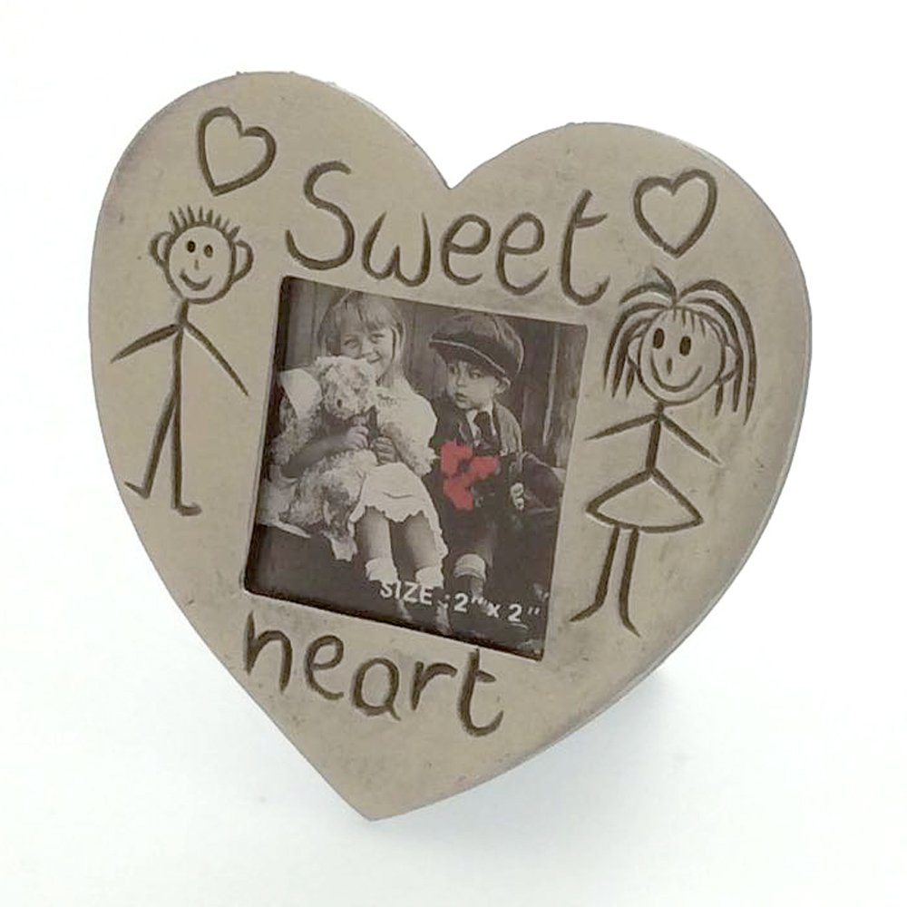 Minster Giftware Boys Mini Heart Shaped Pewter Photo Frame - Sweet Heart 2'' X 2''