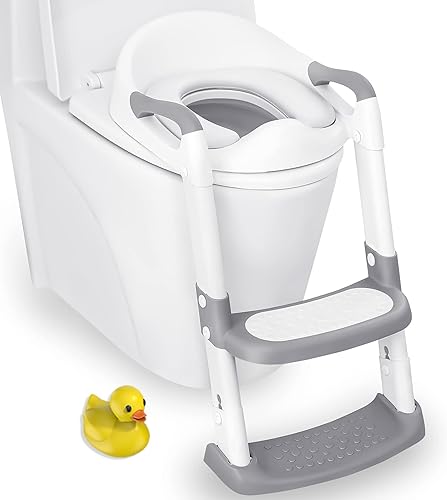Miniatura 9 de JASSONE Asiento de entrenamiento para ir al baño, taburete para niños pequeños, inodoro de entrenamiento para ir al baño 2 en 1 para niños, asiento