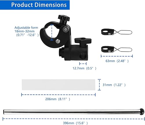 Miniatura 3 de Paquete de 2 banderas de barco con asta ajustable de bandera de barco, abrazadera de acero inoxidable 316 en poste de bandera, kit de montaje en