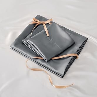 BEDELITE Satin Sheets Full Size Bed Set, Luxury Soft Dark Grey Silky Sheets for Hair and Skin, Similar to Silk Bed Sheets Set 4 Pieces with 1 Deep Pocket Fitted Sheet, 1 Flat Sheet, and 2 Pillowcases