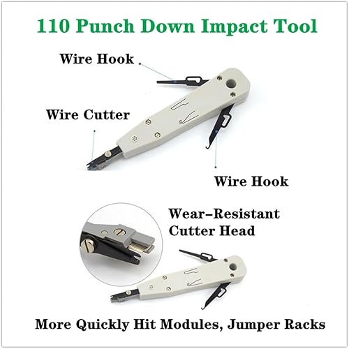 Miniatura 6 de Kit de herramientas de red para Cat5 Cat5e Cat6, 11 en 1, kit de crimpadora de cable Ethernet portátil con una herramienta de prensado Ethernet,