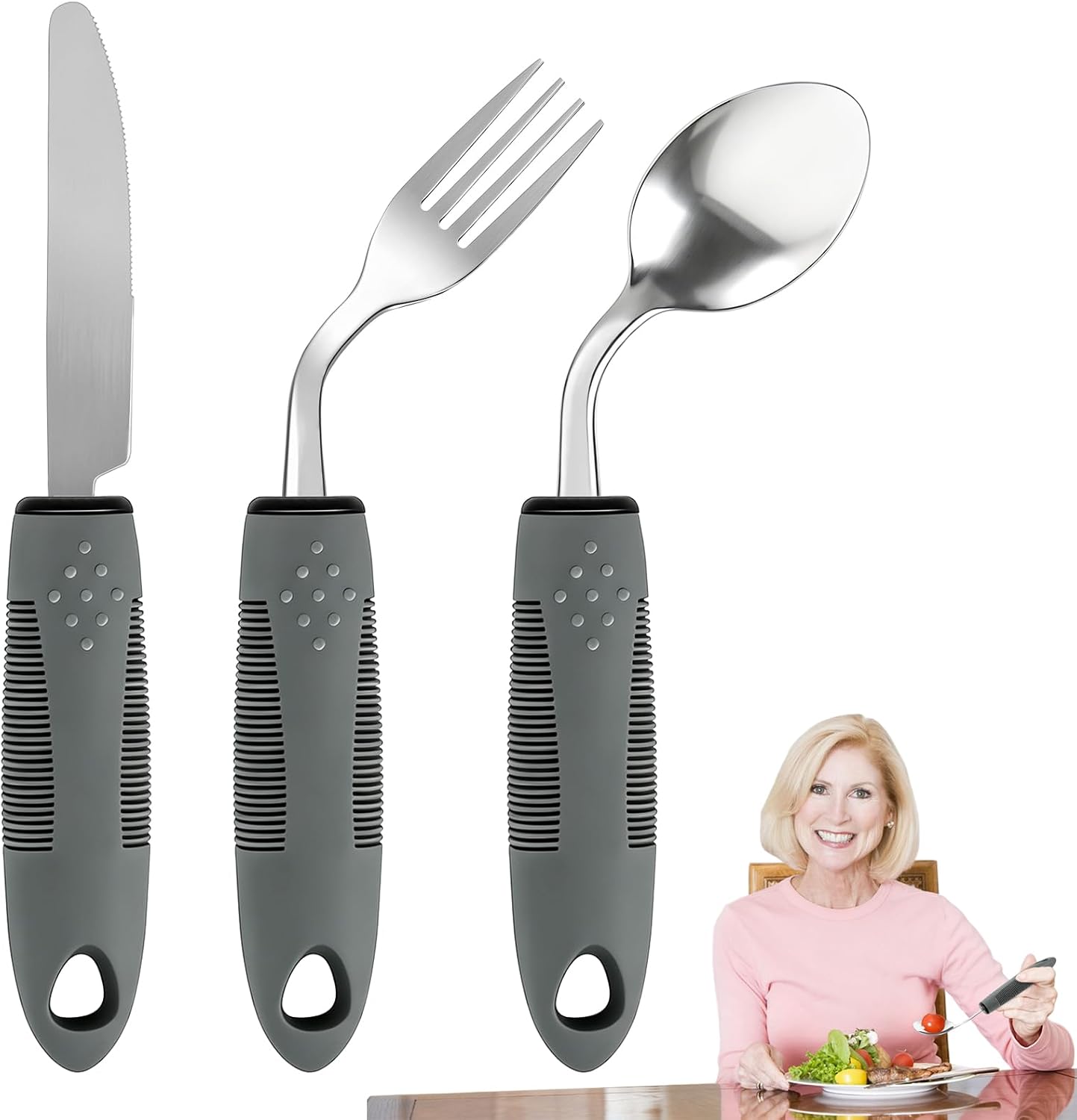 Adaptive Utensils for Elderly, 2.8oz Weighted Silverware for Hand Tremors