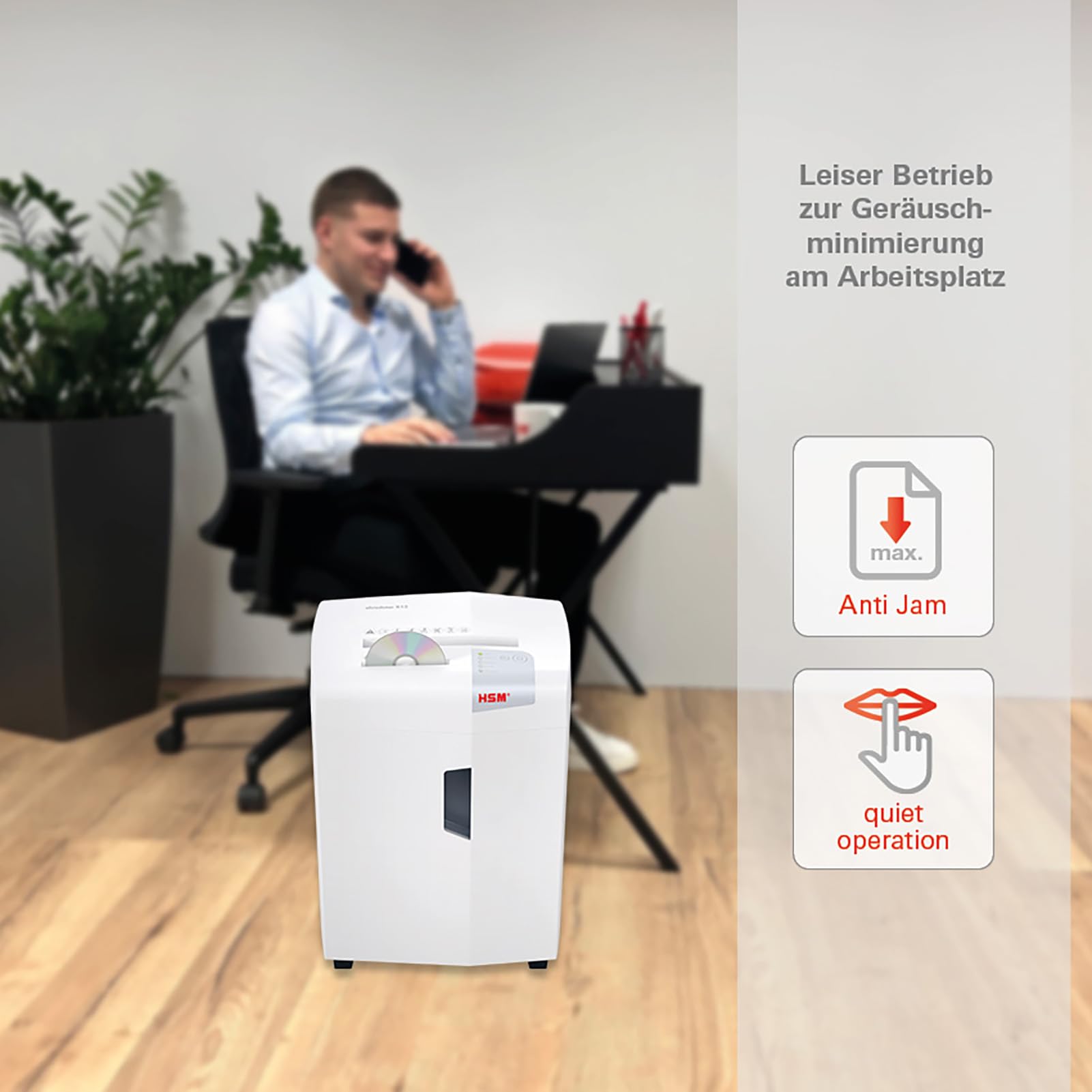HSM shredstar X13 1057121 Distruggidocumenti da 4x37 mm, Bianco argento, taglio a frammenti | Capacità di raccolta 23 l, particelle, 13 fogli