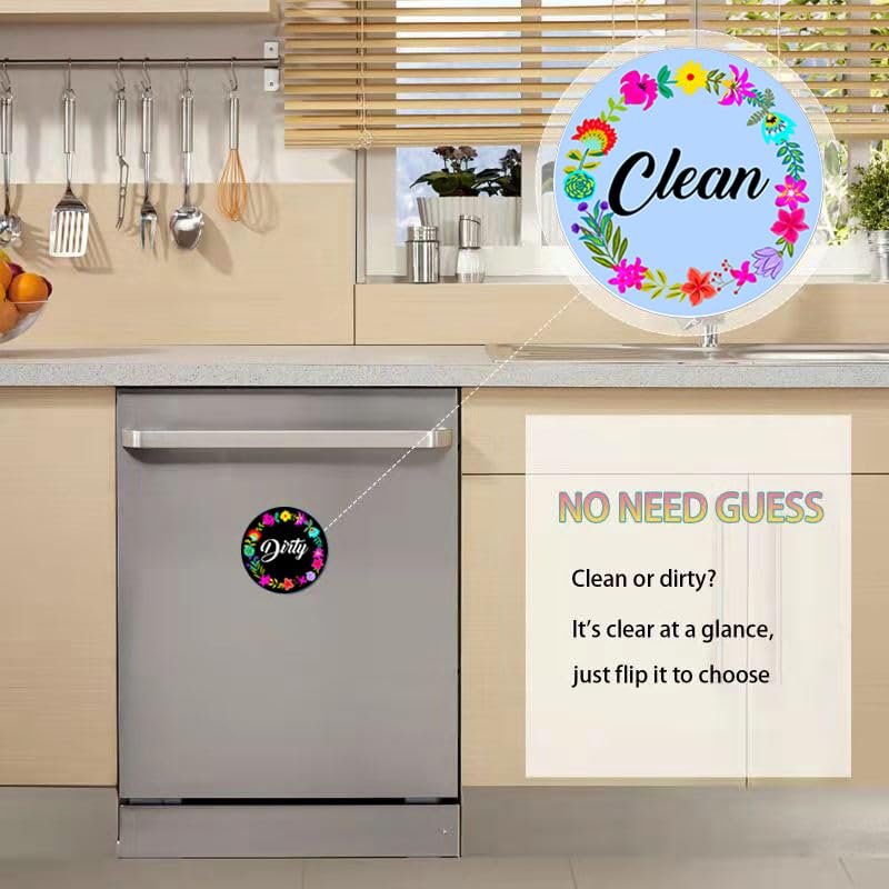 Aimant Lave-vaisselle Propre/Sale Réversible - Design Chien Drôle - Double Face, 9 Cm - Pour Frigo, Machine à Laver - Accessoire Cuisine Pratique