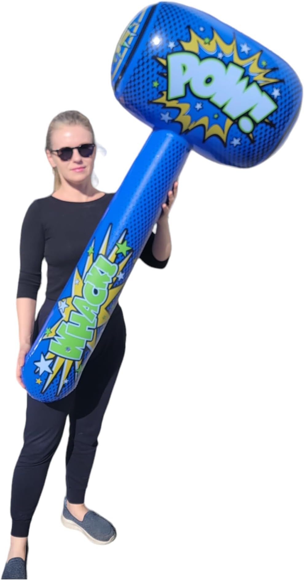 Zugar Land Huge 52" POW Jumbo Mallet (52" x 24" x 14") Vinyl Inflatable Hammer Bopper for Play Fights Action (1 Pack - Blue)