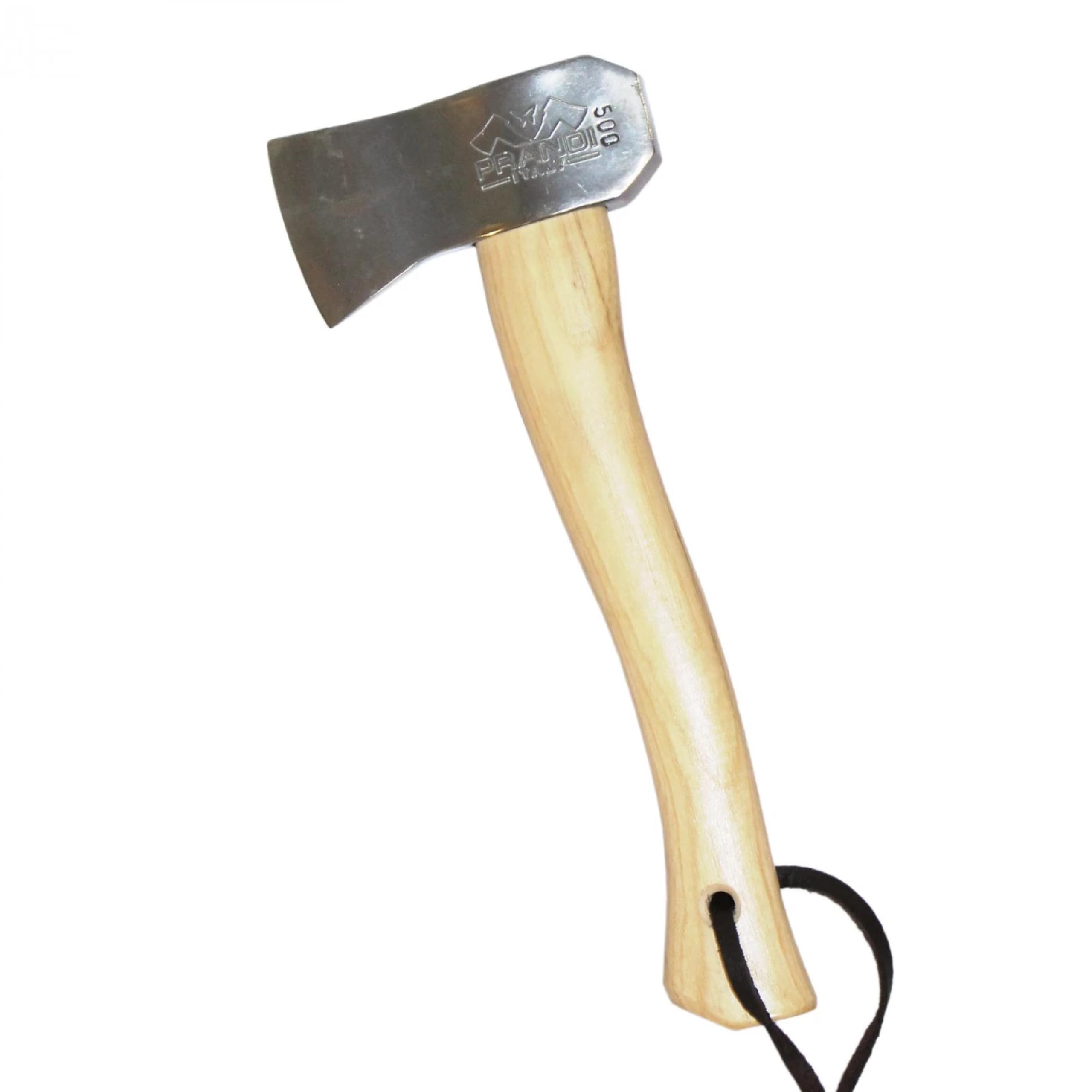 Prandi Axes Camping C45 Forged Carbon Steel Hatchet - Hickory Handle with Leather String - Ideal for Camping, Travel and Bushcraft - S/N 3.051.05.CH - 13