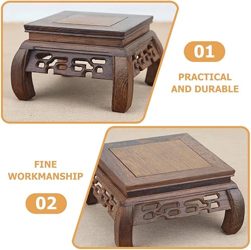 Miniatura 3 de GANAZONO base de Buda antigua jarrón oriental soporte de exhibición jarrón pequeño jarrón base de chapa de madera de exhibición coleccionable