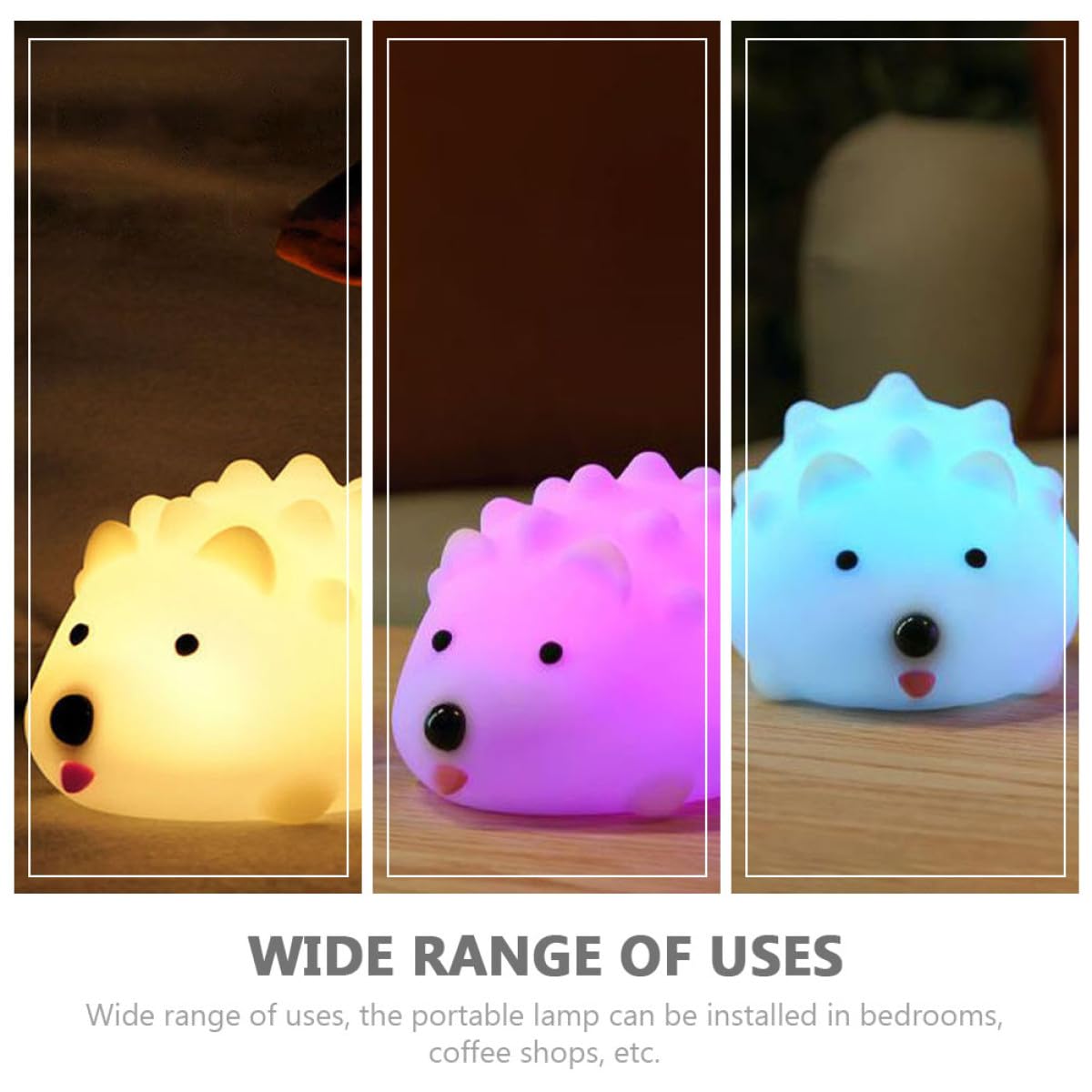 ULTECHNOVO Luz Nocturna Erizo de Silicona Color Claro LED y USB | Diseño Ajustable, Tacto Suave sin Rebabas, Incluye Cable USB y Mando Remoto