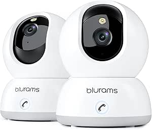 blurams 2K Indoor Camera, Cameras for Home Security with One-Touch Call, Home Camera w/Color Night Vision, Motion Tracking, Cloud & SD Card Storage (2Pack) asin的图片