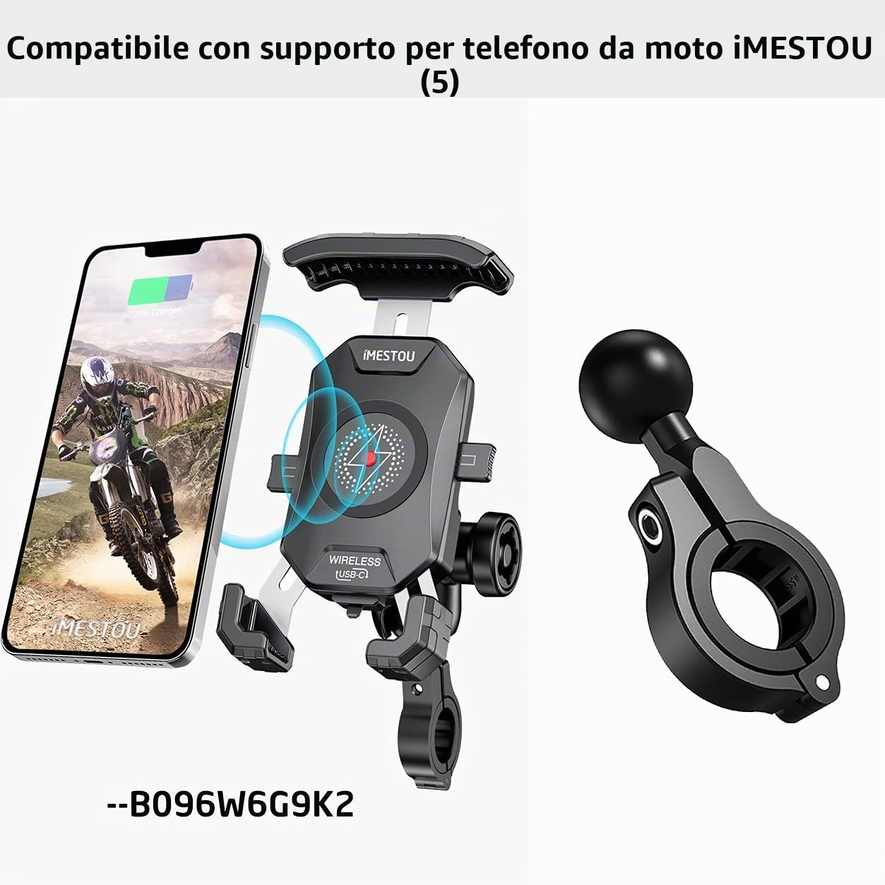 iMESTOU Adattatore per Montaggio a Sfera Alluminio con Base a Sfera da 1" Adatto al Manubrio di Diametro da 2,2-3,2 cm Compatibile con Supporti per Telefono Ram Prese a Sfera da 1 Pollice