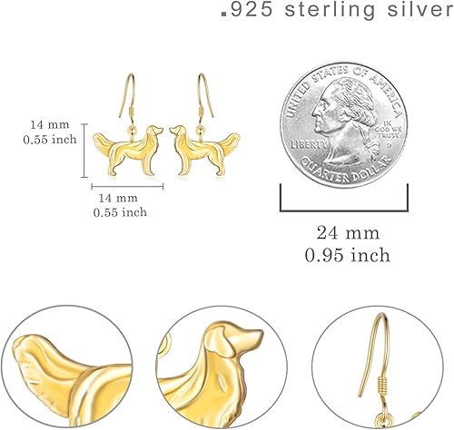 Miniatura 4 de Aretes colgantes de plata de ley 925, diseño de perro con diseño de perrito y pastor alemán y pastor alemán, regalo para mujeres amantes de los