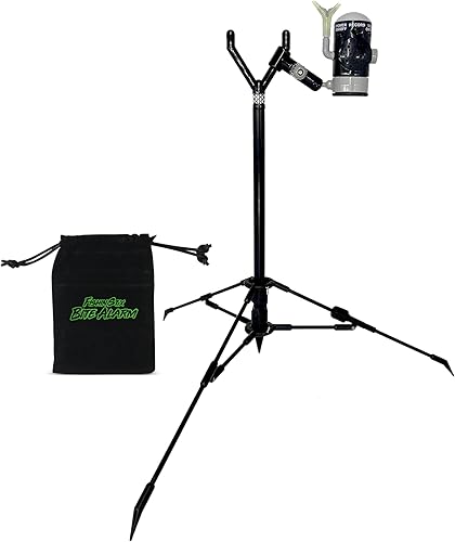 FISHIN' STIX - Kit listo para pescar, incluye soporte para caña de 30 pulgadas, trípode de soporte todo terreno y alarma de mordida