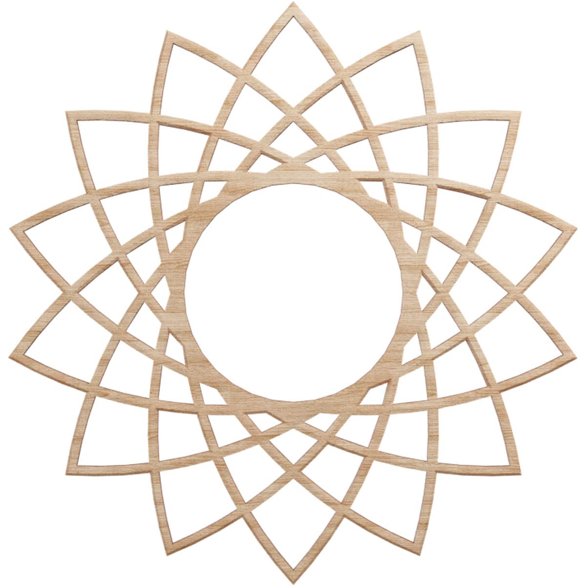 Ekena Millwork 16"OD x 6 1/8"ID x 3/8"T Eleanor Wood Fretwork Pierced Ceiling Medallion, Alder
