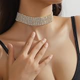 Handcess Strass Halskette Silber Glitzernde Kristall Ketten Brautkette Schmuck für Frauen