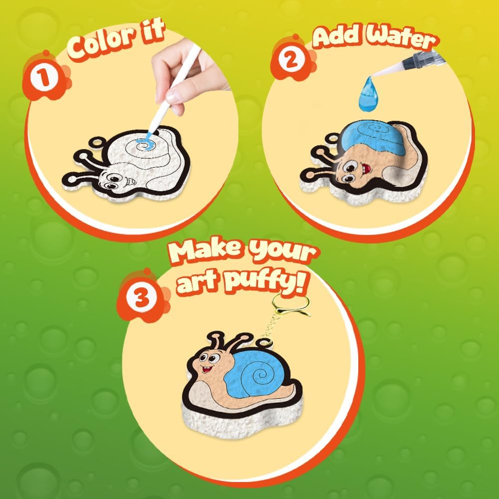 EPUMP 15Pcs Animal Magic Puffy Paint Kit for Kids -Foam Texture Painting Set - Creative Activity Craft Kits for Kids