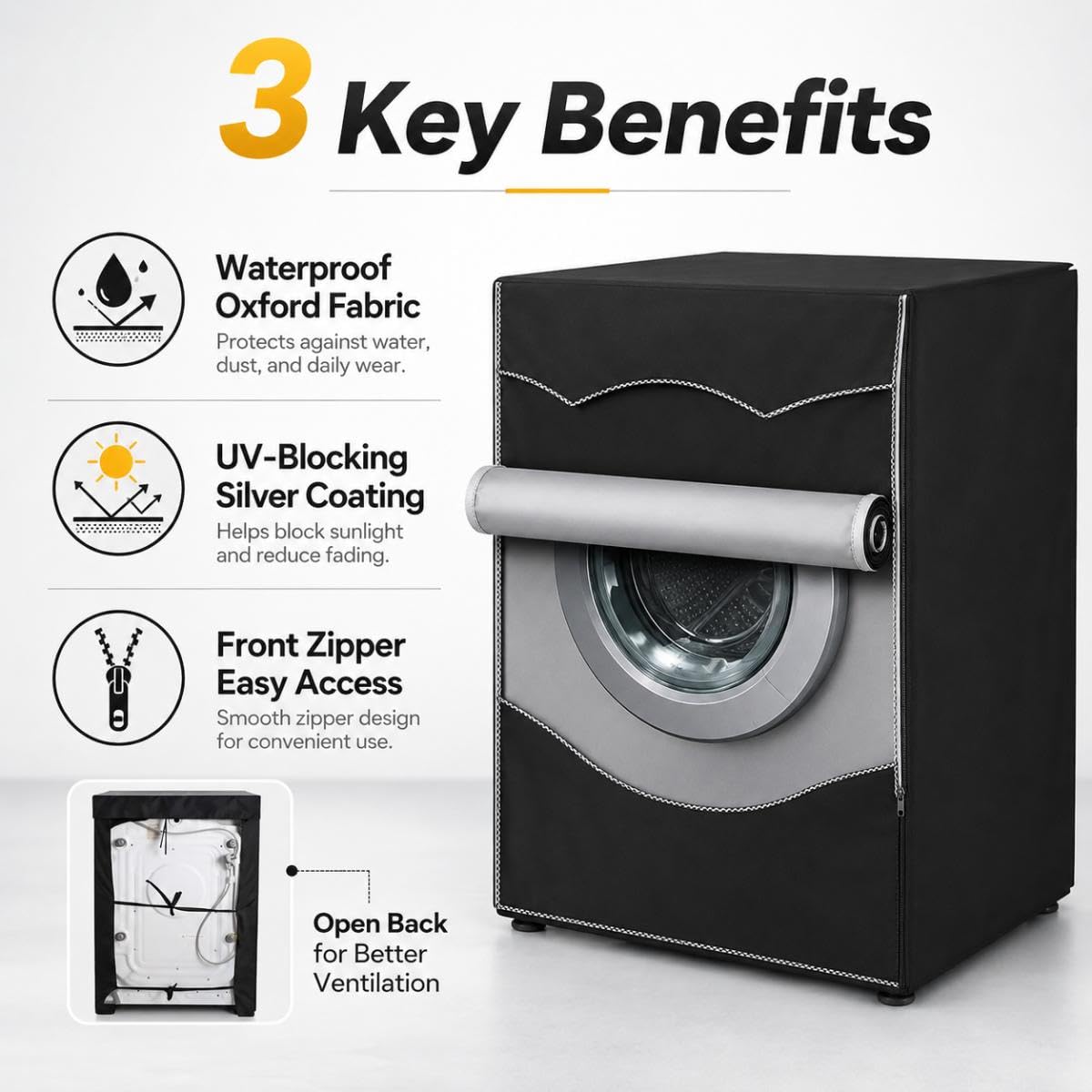 Coprilavatrice per Hoover HBQD413BL10GU-80 2025 2026+ | Copertura Lavatrice Esterno Impermeabile Copri Lavatrice con Apertura Anteriore Copri Asciugatrice Coperchio Lavatrice