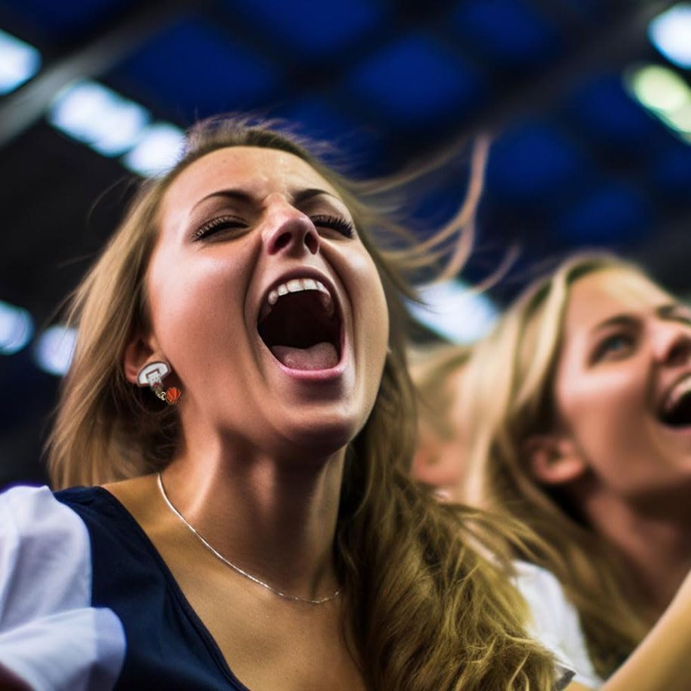 Womens Mens Basketball Ball Sporty Unique Hoop Dangle Earrings (White) - Image 4