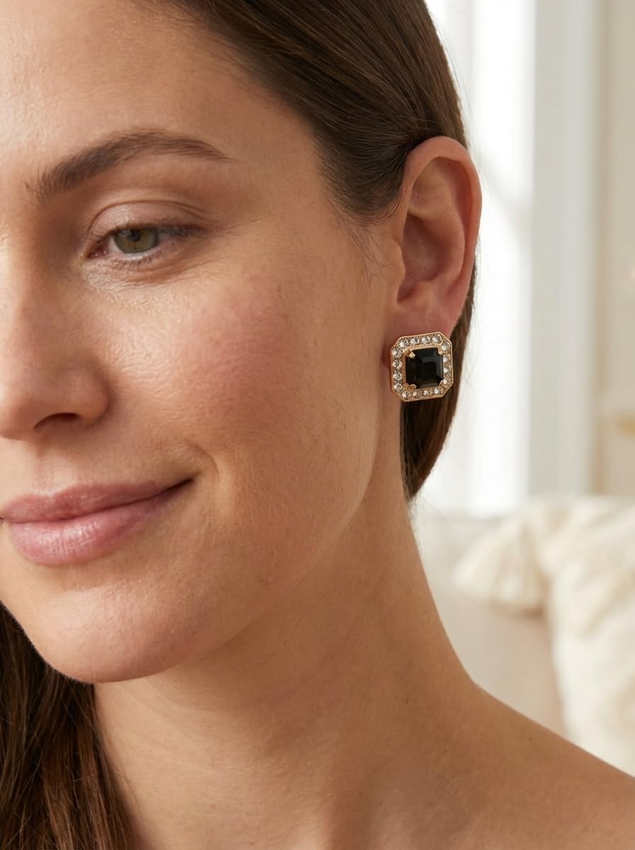 Sorrelli Autumn Stud Earrings – Crystal-Embellished Imperial Square Halo Studs