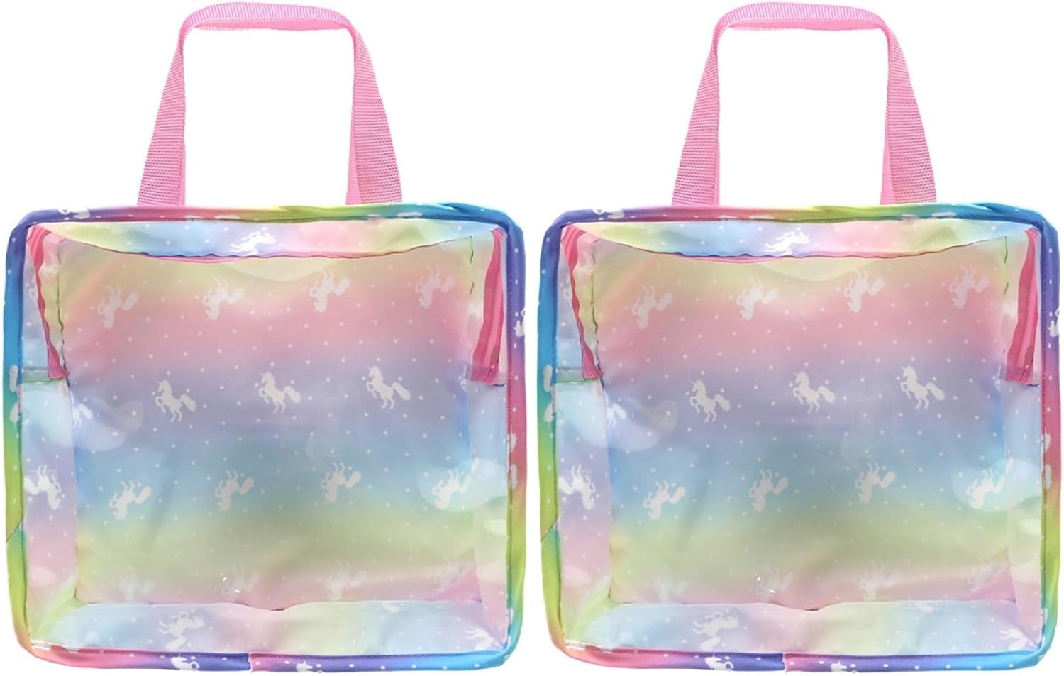 Portable Doll Clothes Storage Bag 2-Pack Travel Doll Accessories Organizer Tote Pouch for Kids Pink and Blue 9.64X8.66X6.29In
