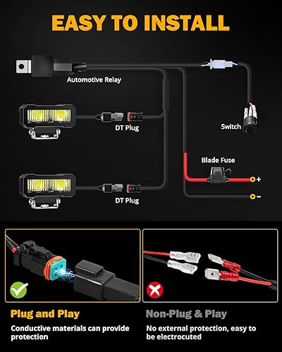 Miniatura 6 de Auxbeam Luces LED de 4.6 pulgadas, 2 cápsulas de luz cuadrada todoterreno de 60 W, haz de conducción serie R4, luces auxiliares de trabajo, luz