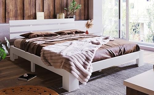 Merax Letto matrimoniale in legno massello FSC