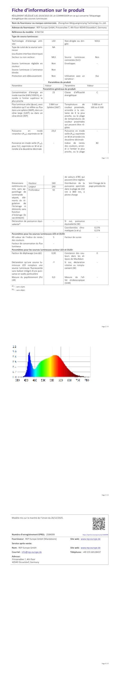 Plafonnier LED Moderne 23W, 3000K/4500K/6500K Lampe Plafond 2300lm CRI≥80, Luminaire Plafonnier pour Salon, Chambre, Bureau, Cuisine et Couloir avec Fonction Mémoire Blanc