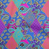 oneOone Seta Di Cotone Viola Tessuto Asian Paisley. Tessuto Cucito Al Metro Abbigliamento Fai Da Te Cucito Stampato 42 Pollice largo