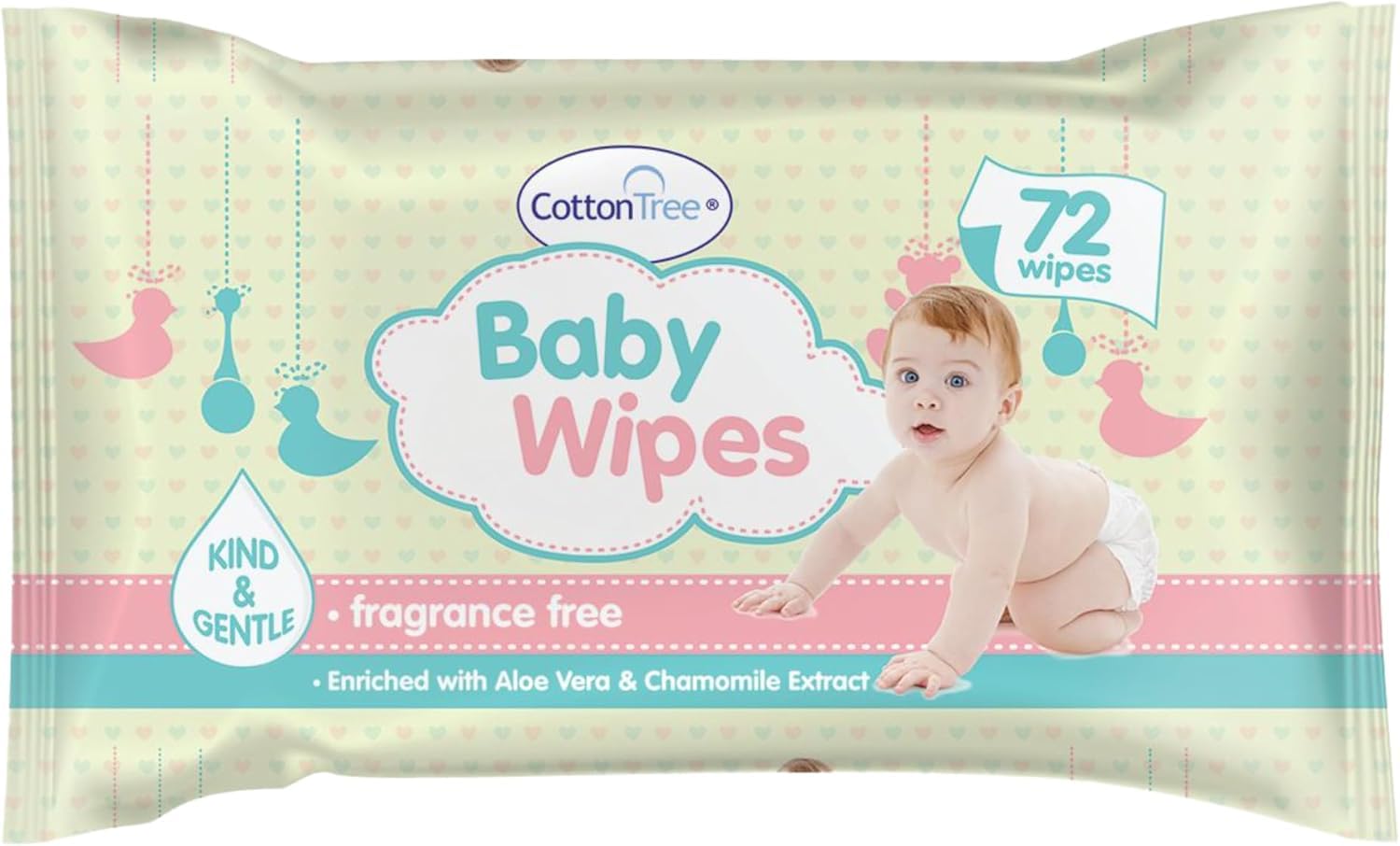 128 Lightly Scented Baby Wipes, Alcohol Free Fragranced Newborn Gentle Skin