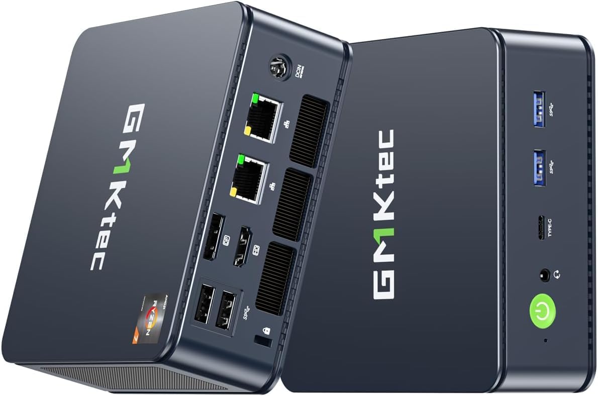 AMD Ryzen 7 Mini PC W-11 Pro 7730U(Schlagen Sie Ryzen 7 5825U) (8 C/16 T4,50 GHz), M5 Ultra Dual LAN 2.5G Mini Computer, 16GB DDR4 RAM+512GB PCIe-SSD, WiFi 6, USB 3.2, USB-C, BT 5.2, DP, HDMI