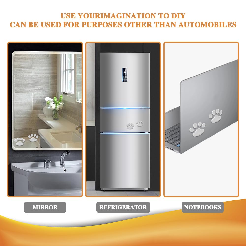 4PCS 3D Dog Paw Print Sticker PVC Car Footprint Sticker Waterproof Cute Dog Paw Print Emblem Decal Universal — view 5