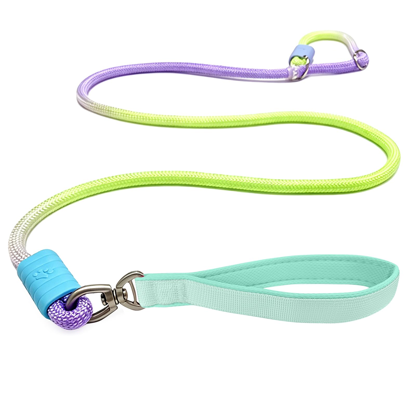 Slip Lead for Dogs - 1.5m Durable Training Leash with Rubber Stopper, Easy to Slip On No Collar or Harness Needed, Anti-Tangle Anti-Choke Rope Dog Leads with Pad Handle for All Breeds (Green, S)