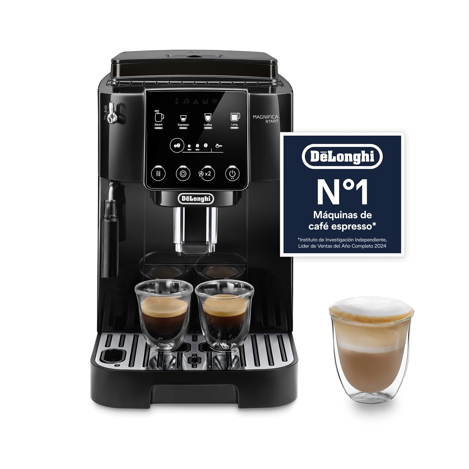 De'Longhi Magnifica Start - Cafetera Superautomática, Espumador de Leche manual, 4 Bebidas One-​Touch, Controles Soft Touch, Negro (ECAM222.20.​B)