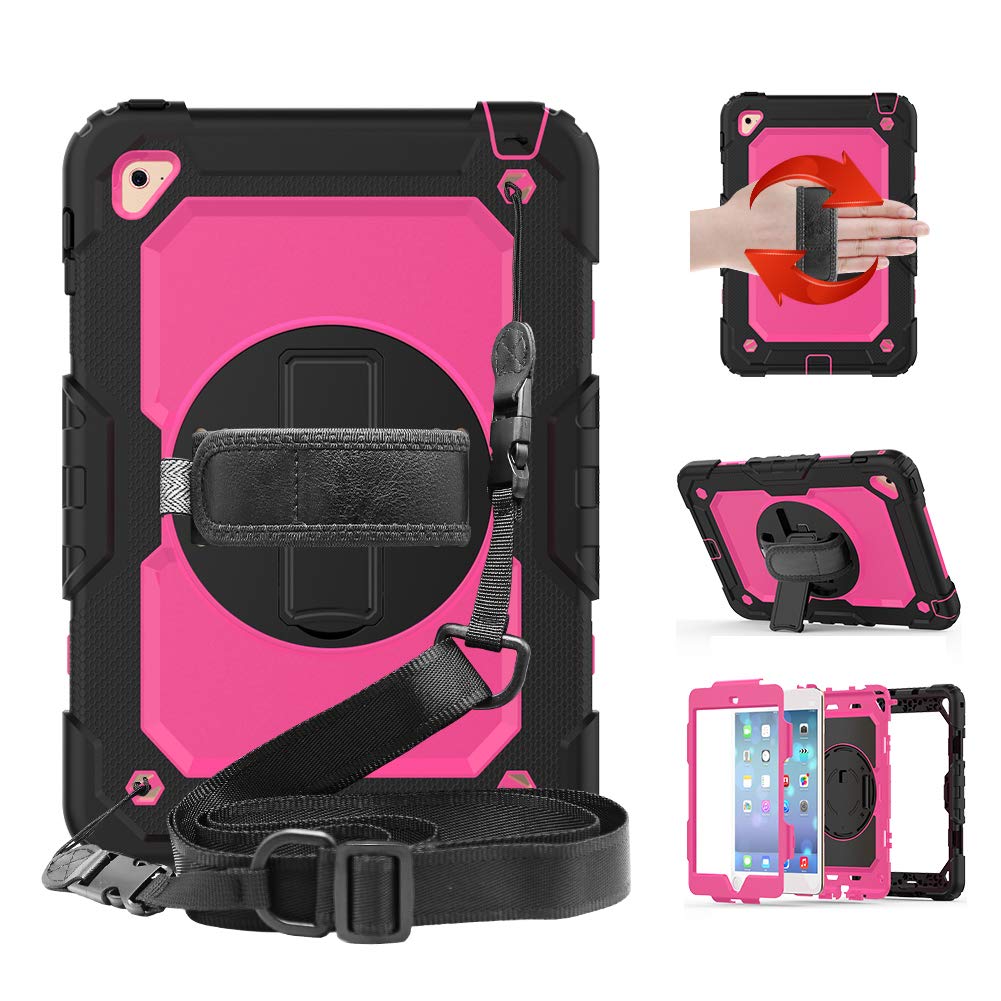 iChicTec iPad Mini 5 Case Adjustable Shoulder Strap Swivel Hand Strap Built-in Kickstand Protective Cover 3 Layer Hybrid Heavy Duty Rugged Shockproof Case for iPad Mini 5 7.9 2019/iPad Mini 4