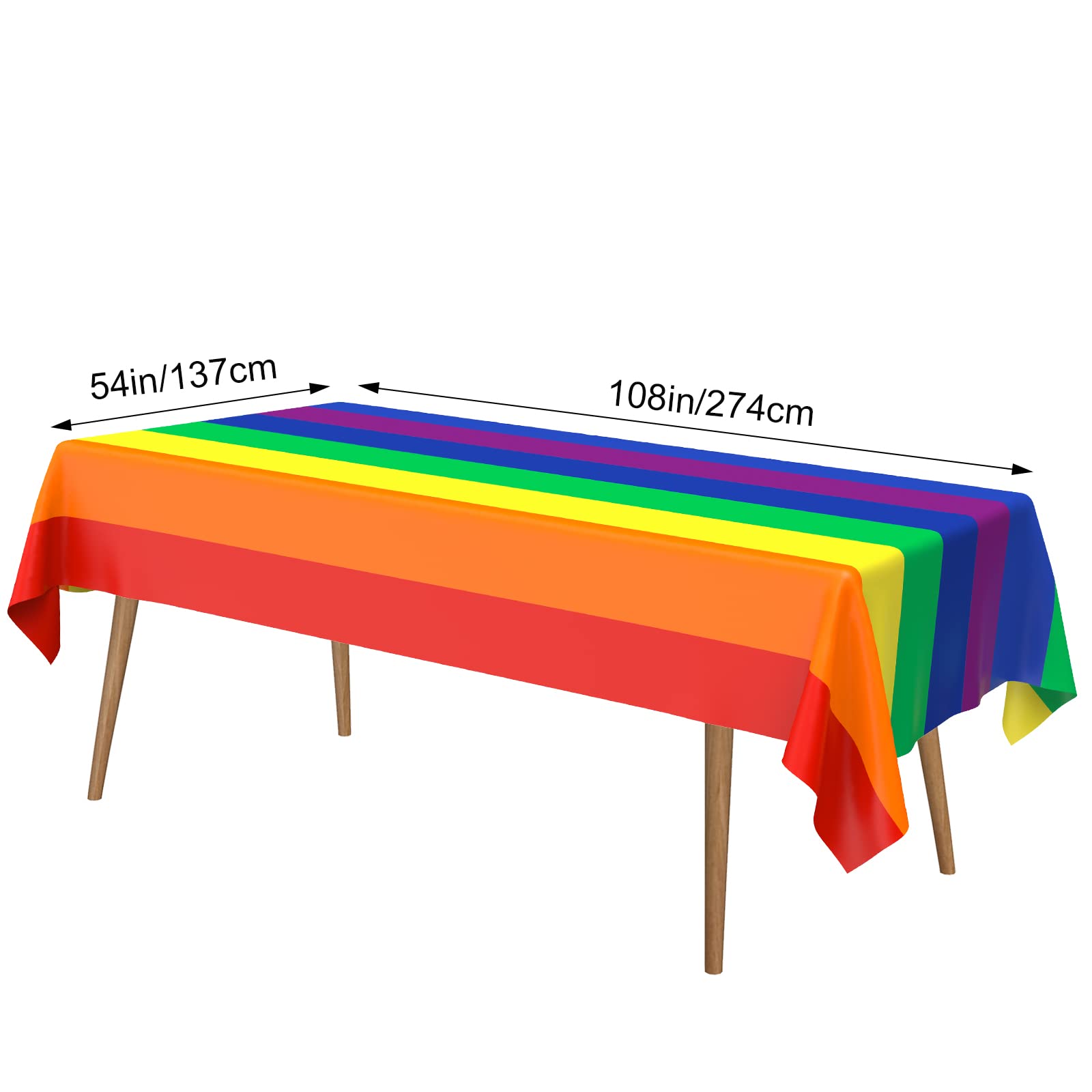 Tegeme Plastic Pride Rainbow Tablecloth and 38 Pcs Rainbow Flag Banner Colorful Printed Table Cover and Lgbt String Flags for Birthday Gay Pride Festival Party Decorations