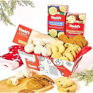 David’s Cookies Holiday Cookie Gift Basket Crate – Deliciously Flavored Assorted Cookies in a Christmas Gift Basket – Gourmet Thin Crispy Cookies, Butter Pecan Meltaways and Scottish Shortbread Cookies – Delicious Christmas Cookies Variety
