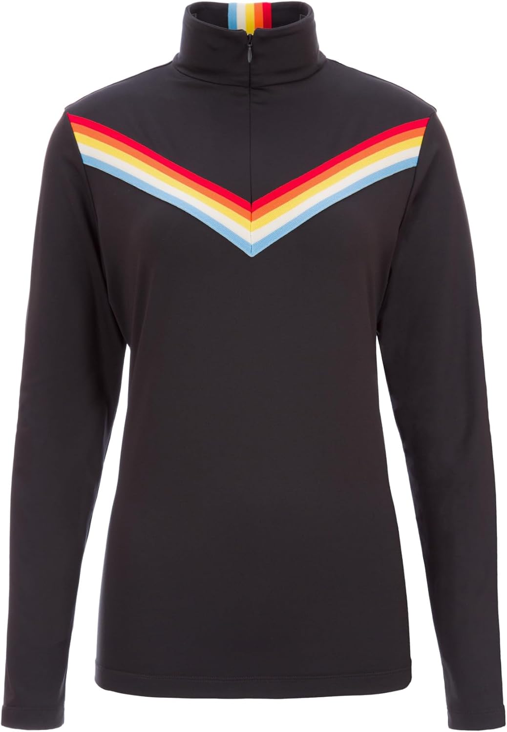 Fera Women's stretch Spectrum 1/2 zip layer with brushed backside and sporty stripes.