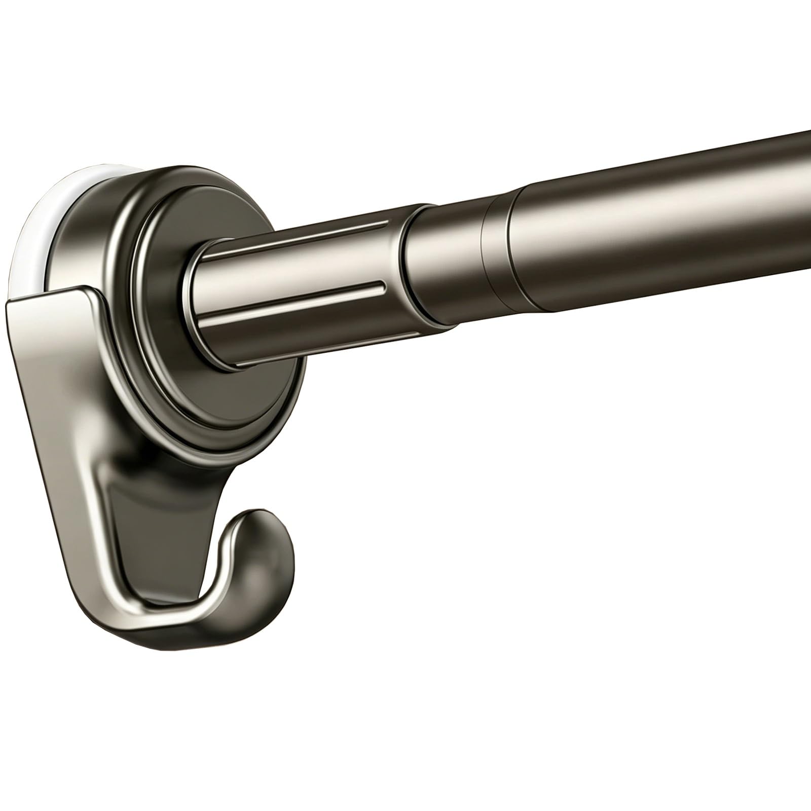 Stainless Steel Shower Curtain Rod with Hook, No Drill Spring Tension Curtain Rod, 20"-98", for Bathroom Window Door Wardrobe Kitchen(Grey,170-250cm/67-98in)