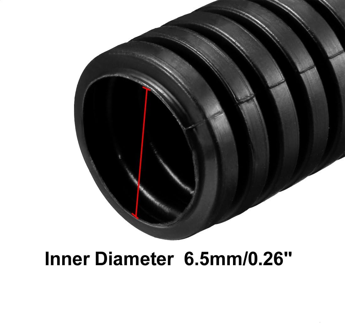uxcell 16 M 6.5 x 10 mm PP Flexible Corrugated Conduit Tube for Garden,Office Black