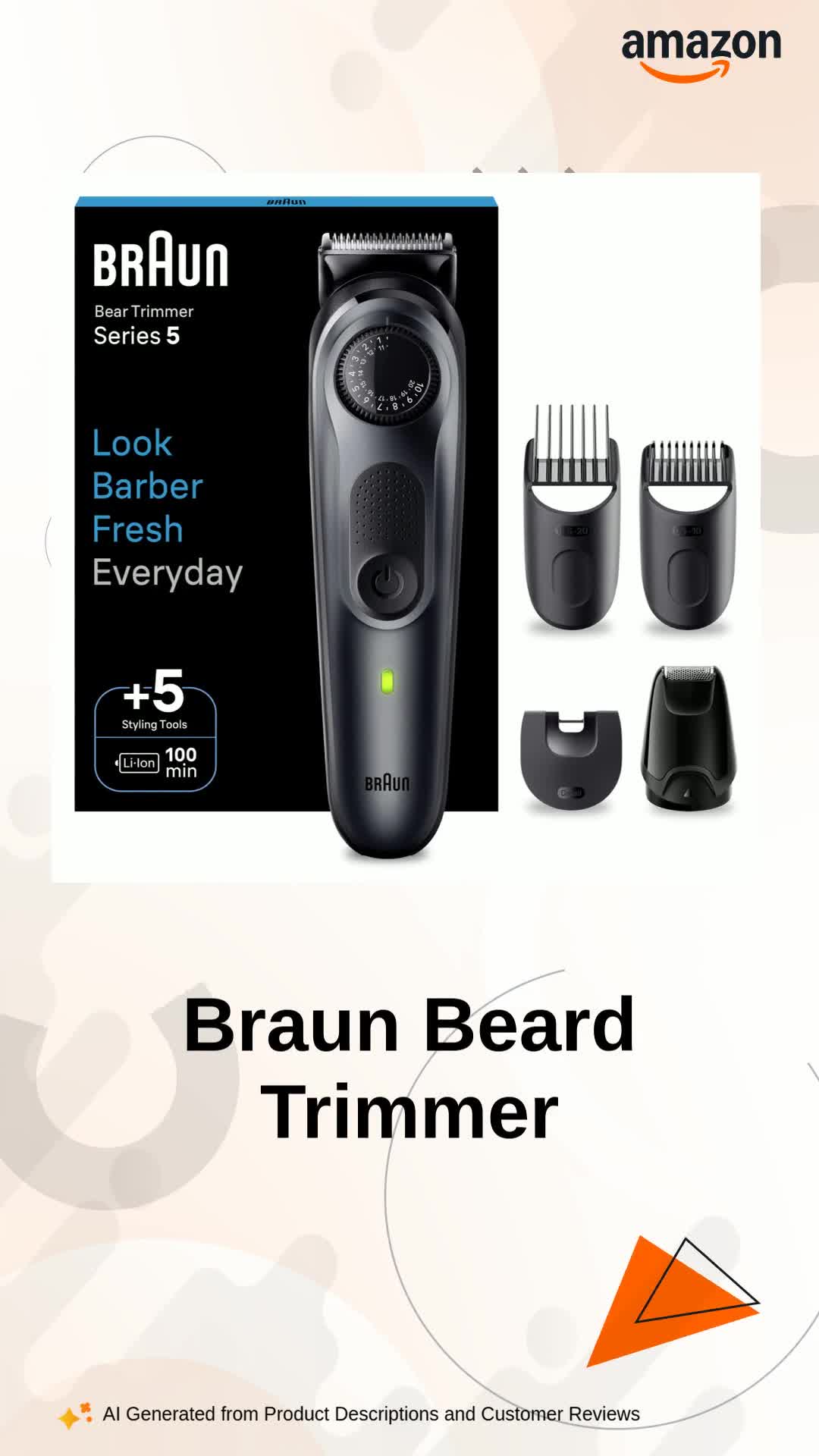 Braun Beard Trimmer 5, BT5420, Beard Trimmer for Men, 39 Length