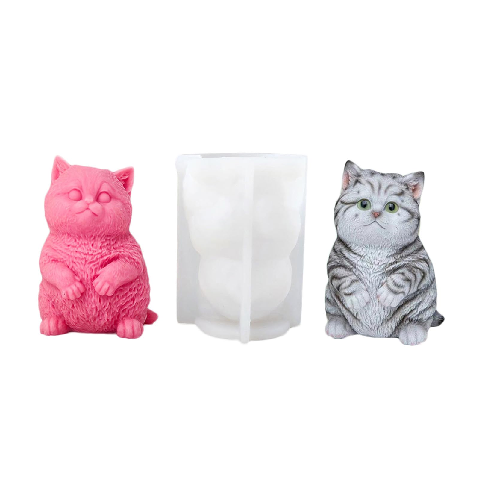 Moule en silicone chat 3D haute précision pour coulée de résine époxy et bougies