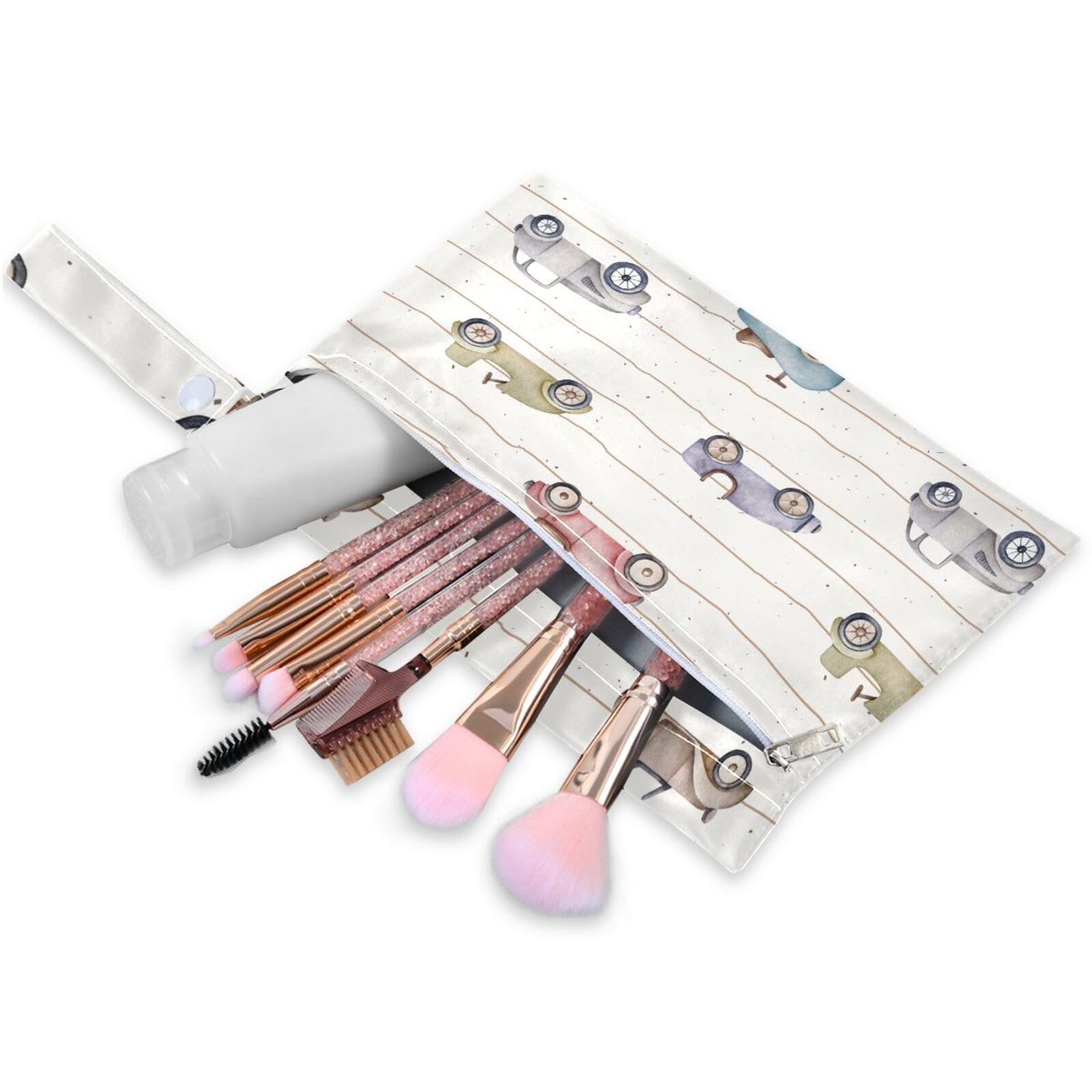 susiyo 2 Pcs Wet Dry Bag Retro Cars Waterproof Reusable Baby Cloth Diaper Wet Bags with 2 Zipper Pockets for Breast Pump Parts Travel Beach Pool Gym Yoga Swimsuits Wet Clothes